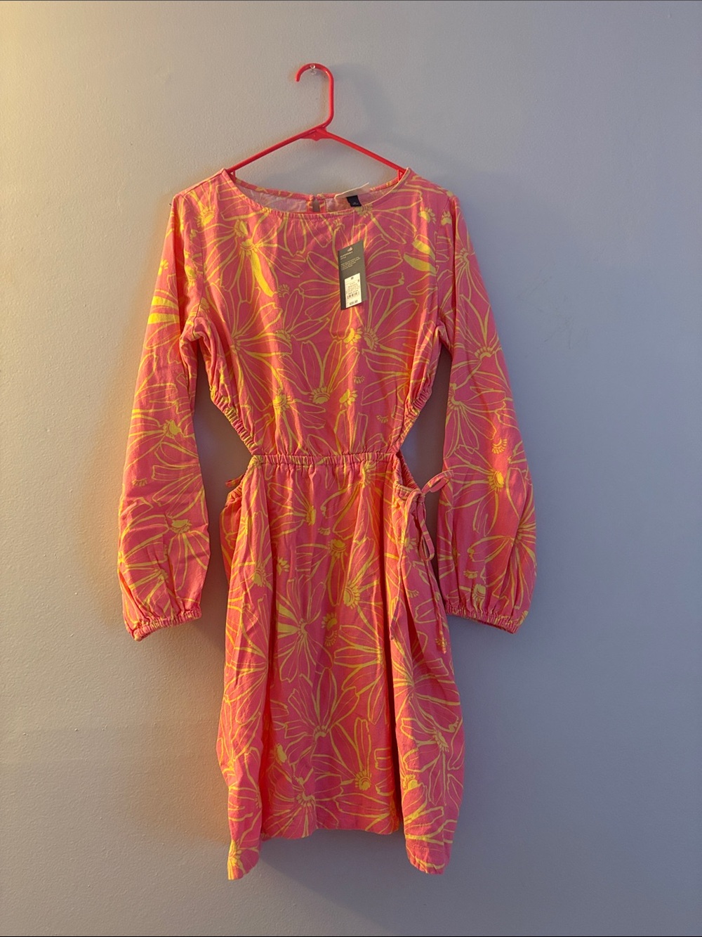 Universal Thread Pink and Yellow Floral Dress with Waist Cutout NWT